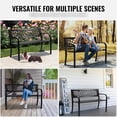 thumbnail image 4 of 46 Inches Metal Outdoor Garden Bench 480 lbs Load Capacity Patio Bench with Backrest Armrests for Garden Park Yard Front Porch Black, 4 of 9