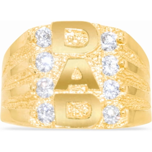Floreo 10k Yellow Gold 16.1mm DAD Father CZ Ring, Size 8.5