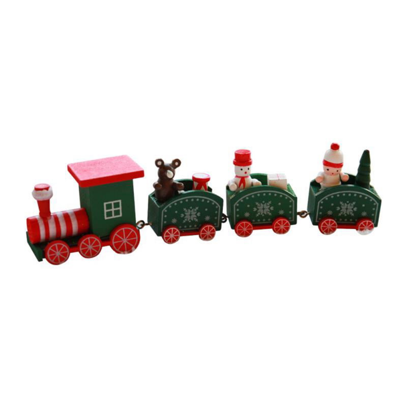 Christmas Train Decor Gift Cute Wooden Mini Train Kids Gift Toys for Christmas Party Kindergarten Decoration ERFABA Wooden Christmas Train