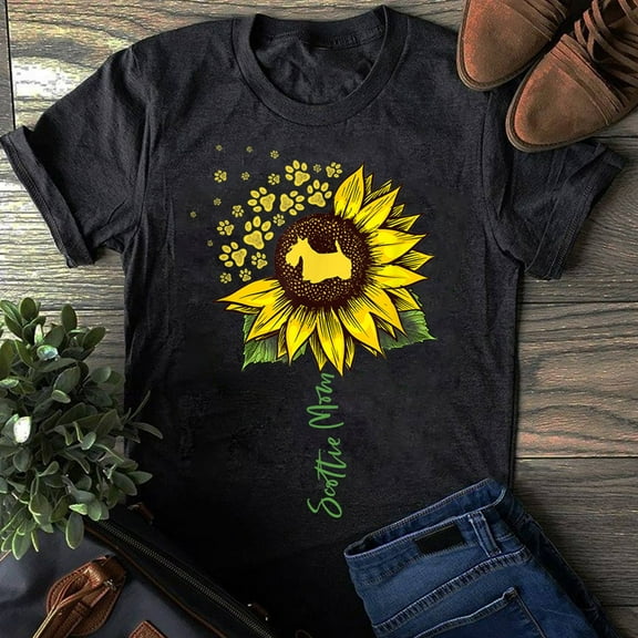 Scottie Mom Sunflower Scottish Terrier Gifts Dog Mom Mama - Scottish Terrier Shirt, Scottish Terrier Gift, Scottie Shirt, Scottie Gift
