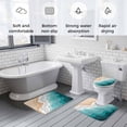 thumbnail image 5 of Teal Green Bath Mat 3 Piece Bathroom Rug Set, Geometric Brown White Beach Waves Gradient Non Slip Bath Rug Contour Mat and Toilet Lid Cover, Absorbent Shower Mats Soft Bath Rugs and Mats Sets, 5 of 8