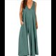 thumbnail image 2 of Mono Informal de Verano para Mujer, Holgado, Sin Mangas, con Cuello en V, Pierna , y Bolsillos. Verde Pavo Real M, 2 of 6