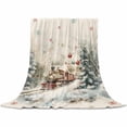 thumbnail image 2 of Christmas Throw Flannel Blanket 30x40In Train Holly Woods Scene Lights Snowflakes Colorful Super Soft Cozy Bed Blanket, Lightweight Plush Fuzzy Bed Throw for Bedroom Sofa Couch Living Room, 2 of 4