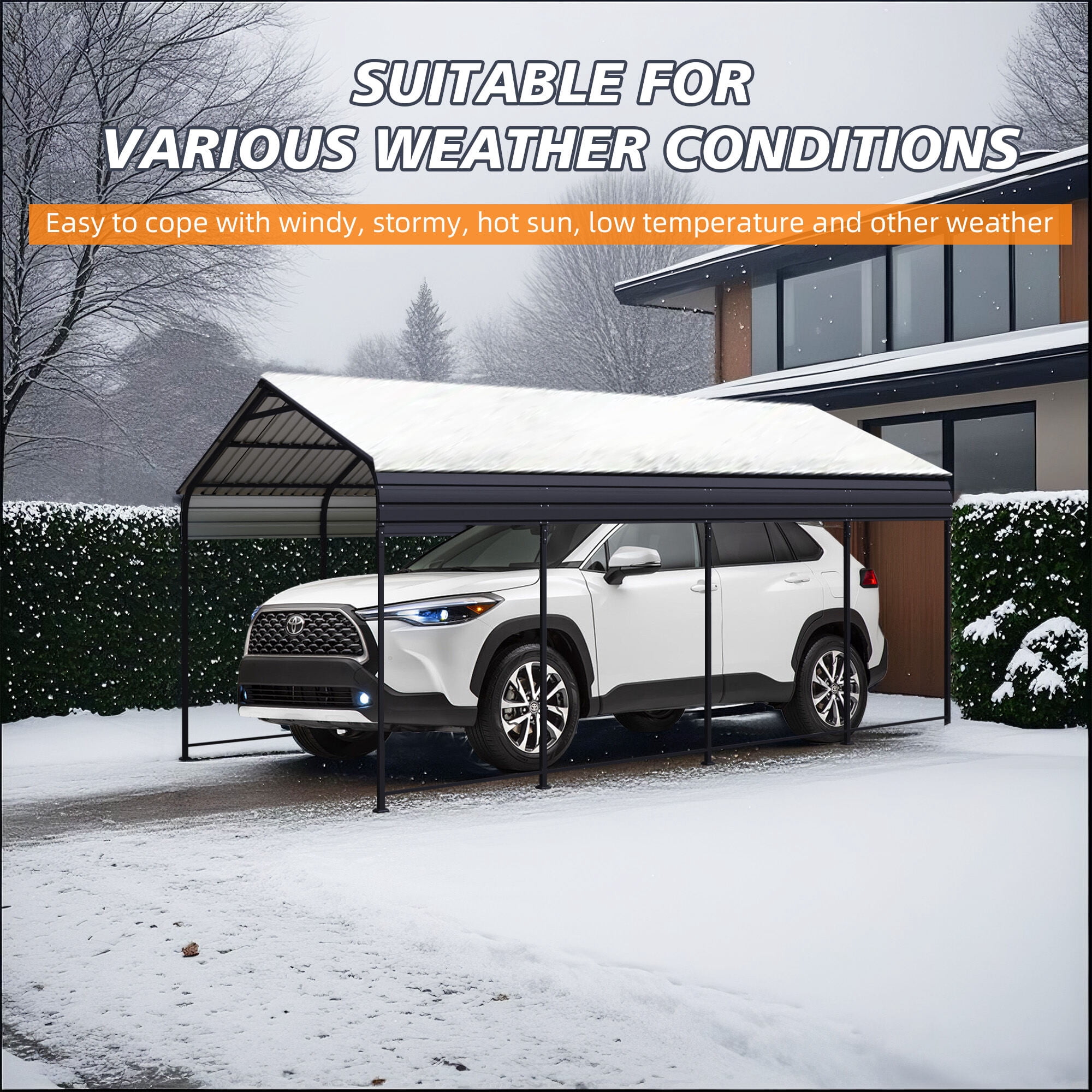 Residential Carports, 12x20 FT Heavy Duty Metal Carport With Galvanized Steel Roof With Enhanced Base Outdoor Car Port Shelter for Cars, Trucks and Boats, Anthracite Outdoor Carports