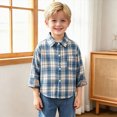 thumbnail image 5 of 2-3T Toddler Boys Long Sleeve Plaid Dress Shirts Button Up School Uniform Kids Spring Fall Clothes Tops for 3M-11T Infant Baby to Tween, 5 of 6