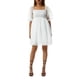 thumbnail image 1 of Txlixc Vestido casual con dobladillo grande para mujer, Estampado teñido anudado / Color sólido Cuello cuadrado Mangas abullonadas Falda de burbuja, S / M / L Txlixc Estilo de ocio, 1 of 9