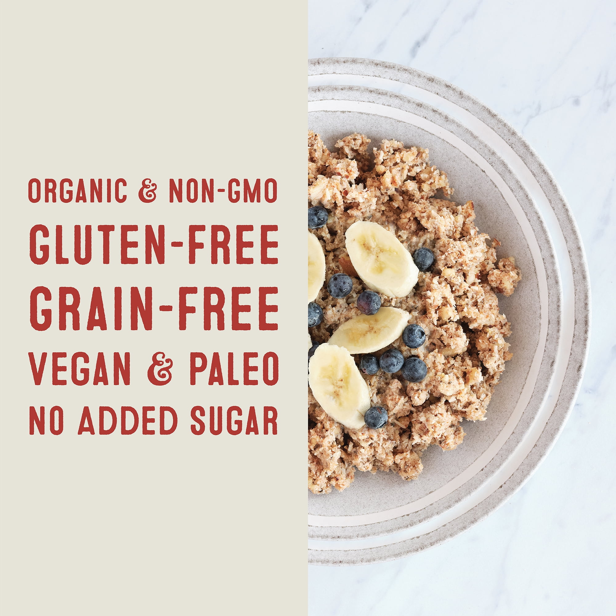Wella Grain Free Cereal Oatmeal Alternative – Organic Cereal, Vegan High Protein Gluten Free Superfood – Paleo Plant-Based Non-GMO – Low in Net Carbs – Single-Serve 1.6 oz. - 10 Packets