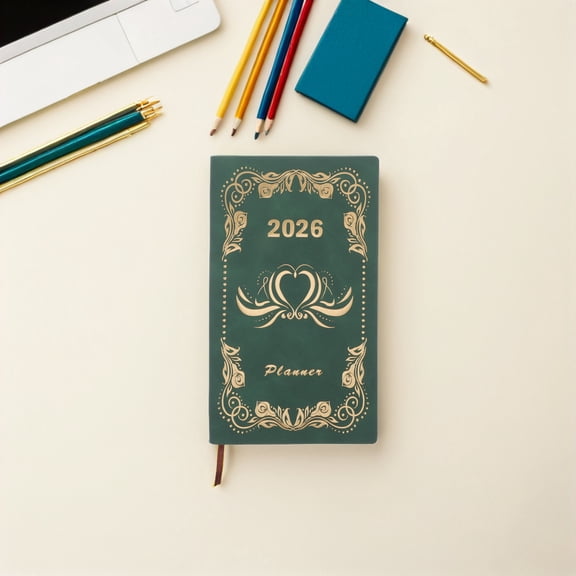 GETAJGHSD A6 Hardcover Daily Planner Notebook 2026 Green Compact Weekly Task Organizer