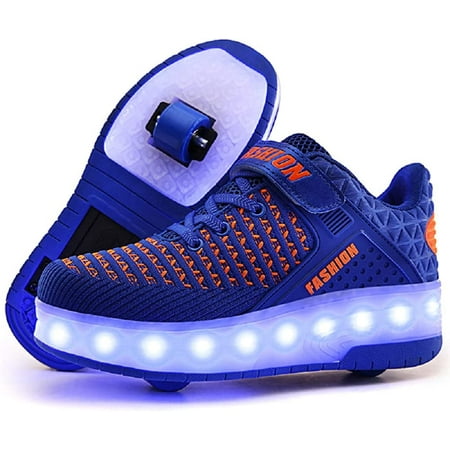 

YAZI Kids Roller Shoes Boy Girl Sneakers with Wheels Become Sport Sneaker with Led for Christmas Birthday Children Show Gift