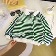 thumbnail image 4 of felwors Girls Boys Striped Collar Long Sleeve Knit Sweater Casual Polo Preppy Shirt Button up Trendy School Pullover Tunic Kids Tops (8-9 Years), 4 of 5