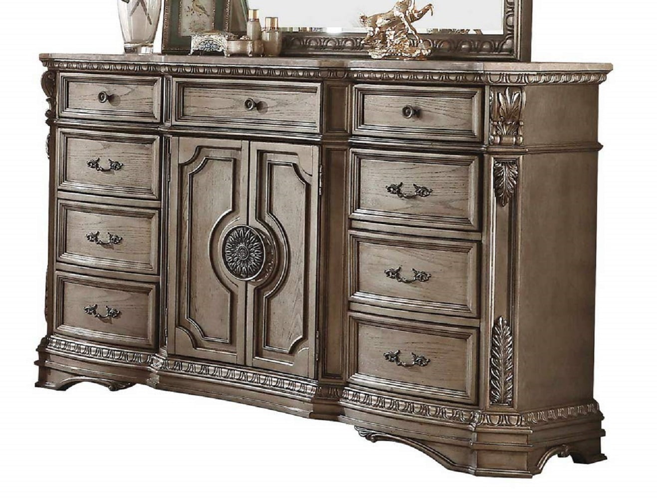 Dresser w/Marble Top Antique Champagne