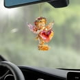 thumbnail image 4 of Lovely Cherub Heart Ornament, 1pc 2.56x3.15in Baby Angel Holding Love Gem Pendant, Cute Car Interior Charm, Romantic Valentine's Day Decoration, Unique Anniversary Gift for Wife, 4 of 4