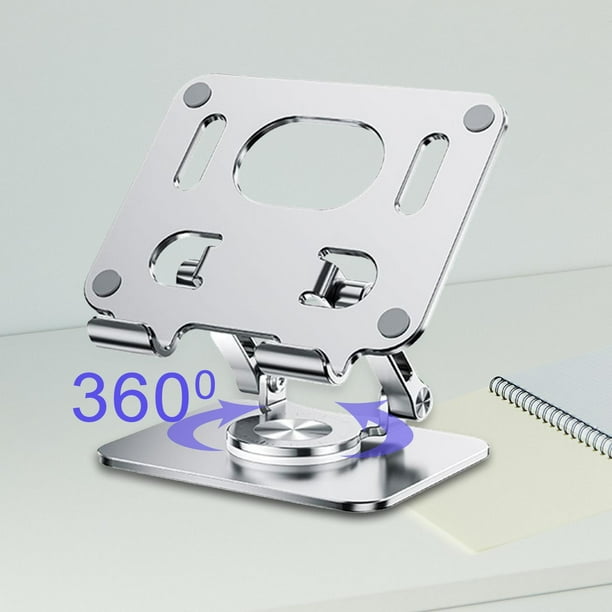 Soporte plegable para tableta Soporte para portátil Soporte para teléfono celular Estante Artesanía fina Conveniente Rotación ajustable de 360 degree para Plata