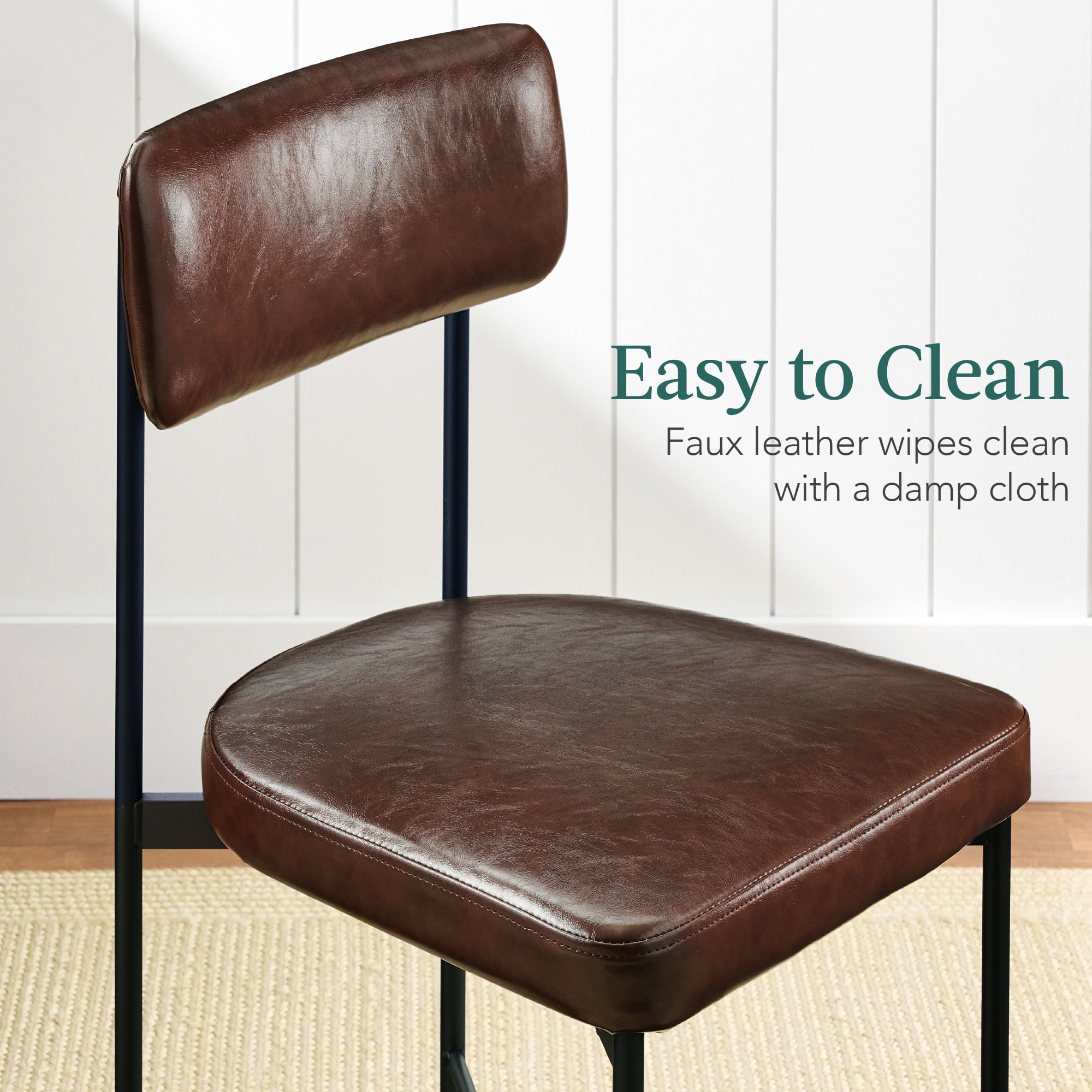 Best Choice Products Faux Leather Dining Chair Set of 2, Standard Height w/ Metal Frame - Mocha Brown