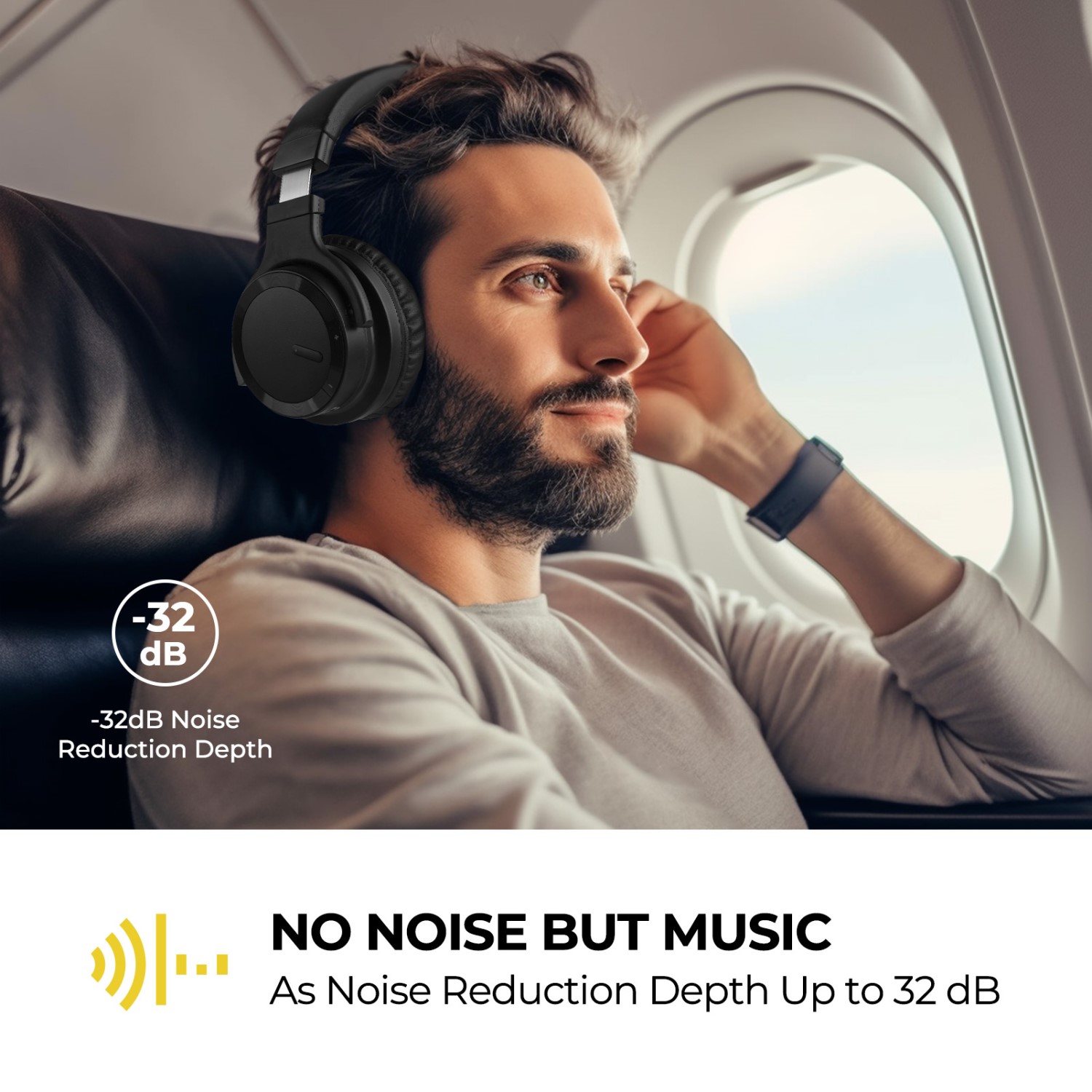 Swfoer Active Noise Cancelling Wireless Over-Ear Headphones photo 2
