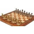 thumbnail image 4 of Small Staunton Solid Brass Chess Set with Elm Burl Chess Board, 4 of 7