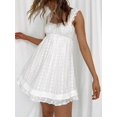 thumbnail image 6 of White Y2K Babydoll Mini Dress Sleeveless Lace Trim Square Neck Embroidered Swing Boho Sundress, 6 of 7