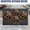 thumbnail image 6 of Gas Stove Burner Cover,Electric Stove Top Protector,Easy to Clean,Strawberries, Green Leaves and White Flowers on Black, 6 of 7