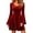 A Red, variant on Mini Dresses for Women Crewneck Flare Long Sleeve Waist Cinched Pleated Flowy Fall Winter Formal Cocktail Party Wedding Guest Dress,Sizes S-3XL