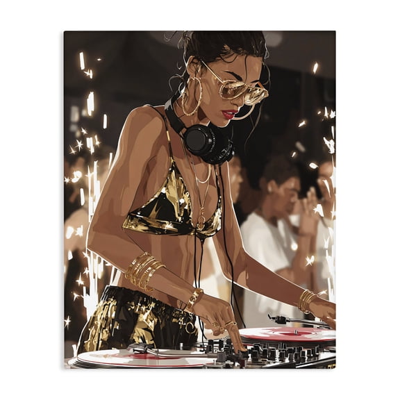 Stupell Industries Party All Night Gilded DJ Canvas Wall Art, design by Franklyn Gregory