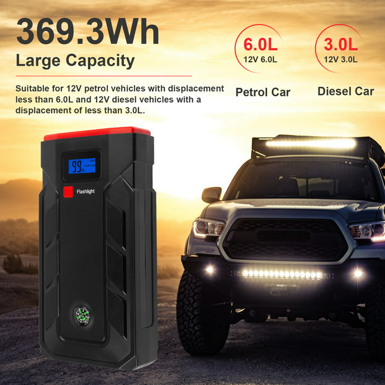 Portable Car Jump Starter - 2000A Peak 18000mAh (Up to 8.0L Gas or 7.5L  Diesel Engine) 12V Auto Battery Booster Portable Power Pack with Indicator