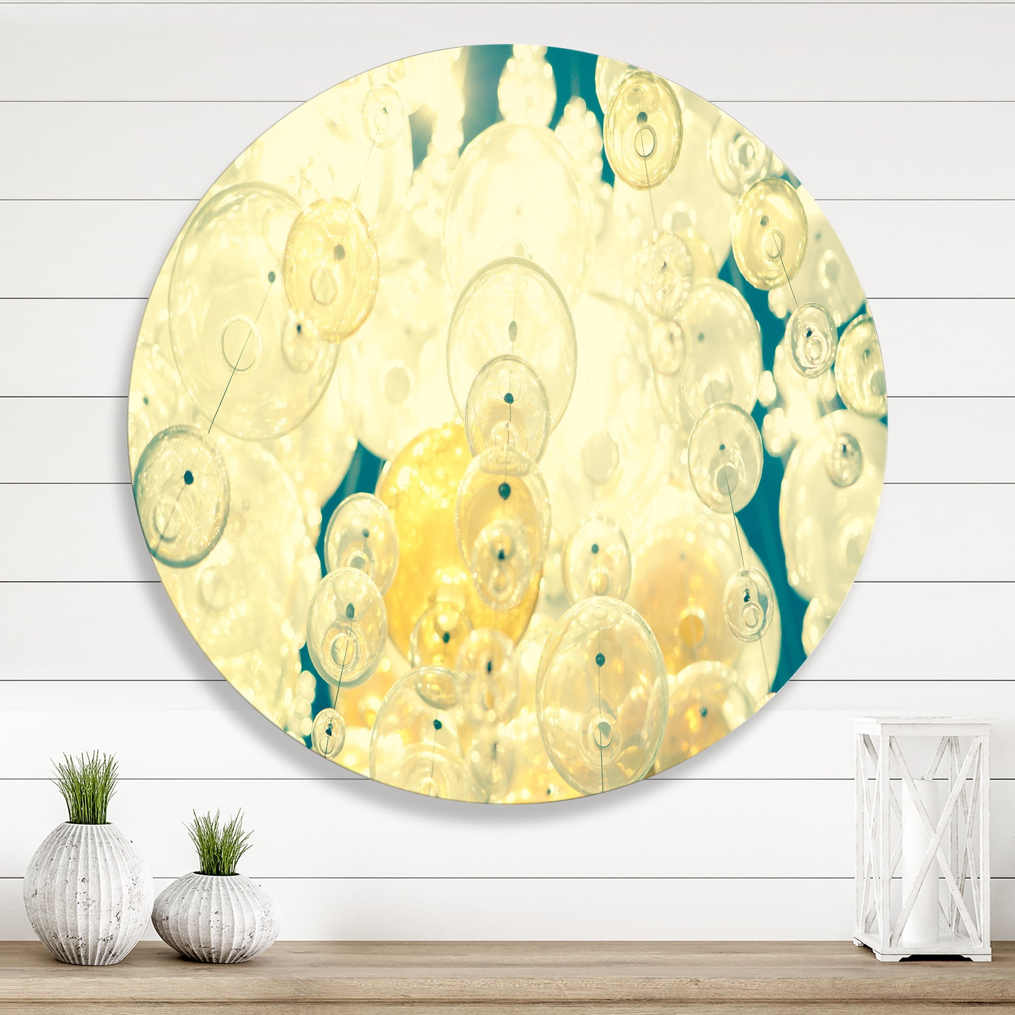 Designart 'Chandelier In The Form of Balls Abstract Art II' Modern Circle Metal Wall Art 23x23 - Disc of 23