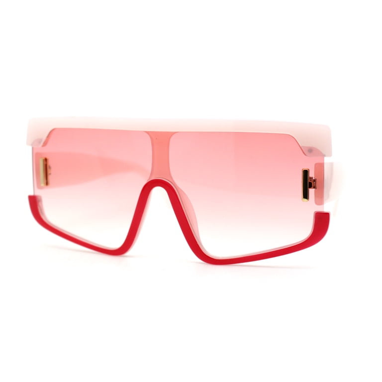 Womens 80s Funky Oversize Flat Top Plastic Shield Sunglasses  display picture 2