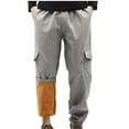 thumbnail image 3 of Xdegoge Mens Cargo Pants Fleeced Lined Warm Trousers Elastic Waist Straight Leg Pant Loose Plus Size Workout Streewear Lightweight Outdoor Climbing Outfits with Multi Pockets, 3 of 6