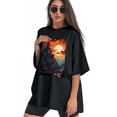 thumbnail image 3 of Plus Size Shirt for Women Black Tops for Women Short Sleeves Shirt for Women Castle (75） T Shirt Crewneck Shirt for Women XL, 3 of 5