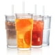 thumbnail image 1 of Juego de vasos de vidrio INSETLAN acanalados de 600 ml con tapas y pajitas, 4 unidades, 1 of 9