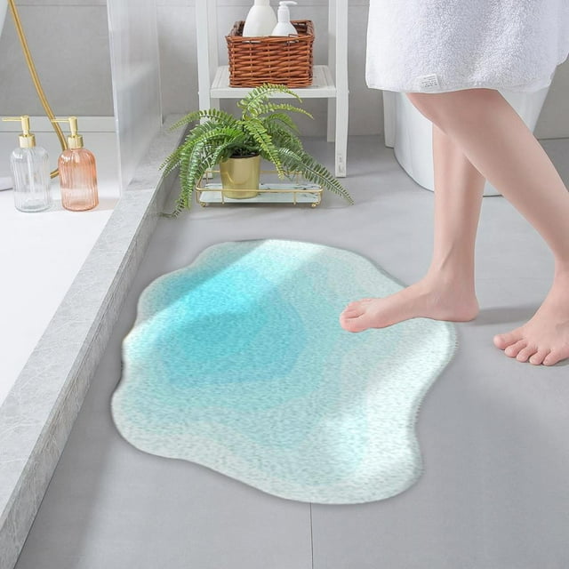 Feltree Super Absorbent Polyester Bath Rug with Non-Slip Rubber Backing, Quick-Dry Washable Bathroom Floor Mat for Shower Tub, Modern 16x24 Inch