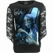 Spiral - CORPSE BRIDE - GLOW IN THE DARK - Rose Lace Sleeve Top