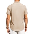 thumbnail image 4 of Camisa Alimens & Gentle de lino de manga corta para hombre, color caqui claro, XL, 4 of 5