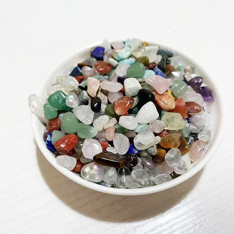 suxuMhao Decorative Stones, 200g Multi Color Crushed Crystals 5-7mm, Crystal Chips for Cleansing, Raw Crystal, Aquarium Gravel, Decorative Stones for Vases, Decor Crystal Chips Bulk, Style 22