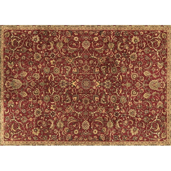 Ahgly Company Machine Washable Indoor Rectangle Persian Brown Traditional Area Rugs, 8' x 12'