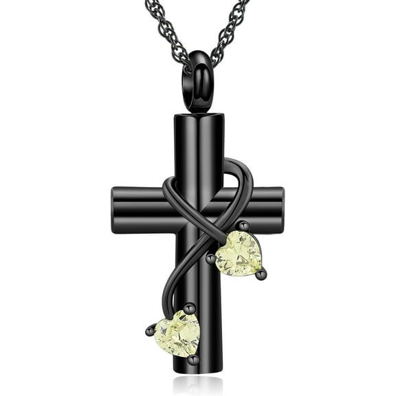 Personalize Cremation Cross Urn Necklace for Ashes Cross Urns Locket Pendant Ashes Holder with Birthstone Cross Urn Pendant Ashes Holder Memorial Jewelry
