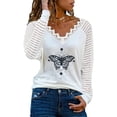 thumbnail image 2 of Camiseta de manga larga con cuello en V para mujer a la moda, blusa holgada con estampado de otoño Fridja hkj4455, 2 of 5