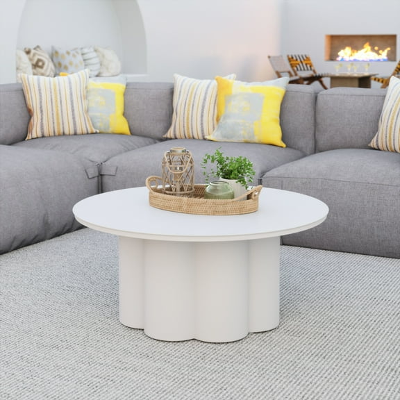 Palmier Coffee Table White Coffee Table, Modern Style, Powder Coated Aluminum round shape tabletop, Aluminum, Outdoor Living