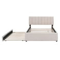 thumbnail image 6 of Harper & Bright Designs Teddy Fleece Full Size Upholstered Platform Bed with Trundle, Beige, 6 of 9
