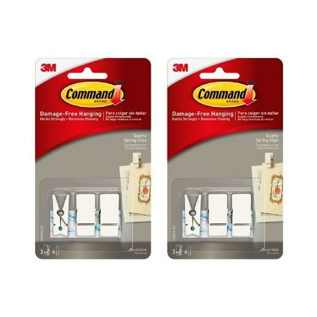 3M Command Spring Clips Quartz Small Plastic Damage Free 3 Clips 4