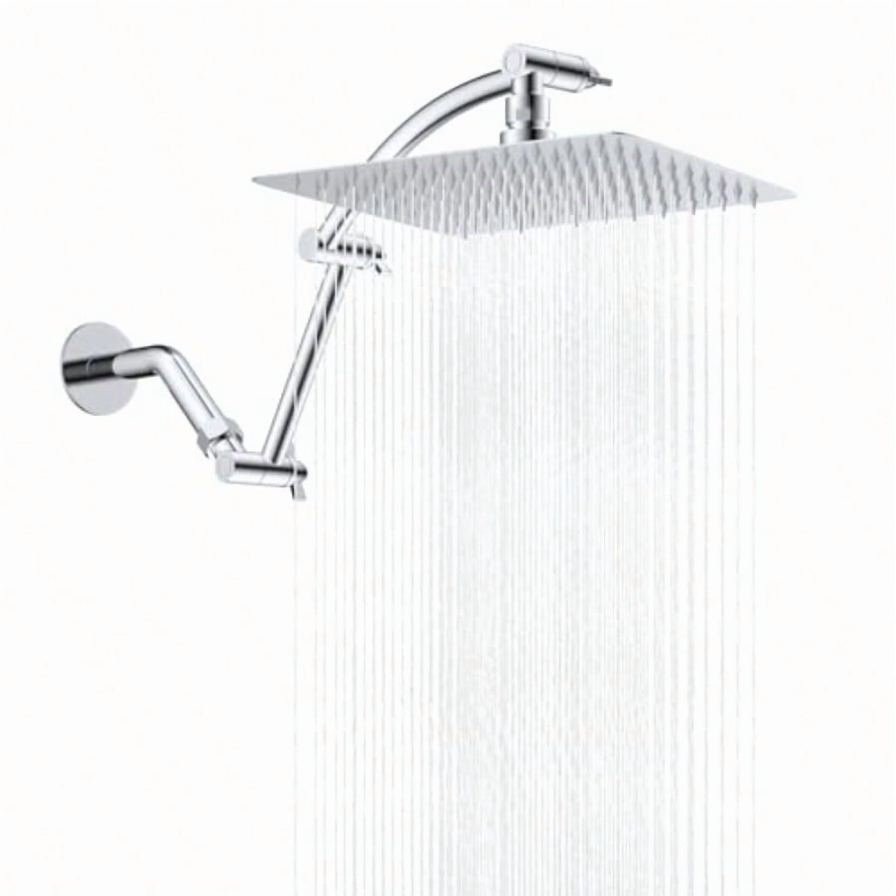 All Metal cUPC Certified Rain Shower Head 10'' High Prure Rainfall Showerhead with 16 Shower Head Extension Arm Solid Brass Adjustable Shower Arm Extender fixed Showerheads