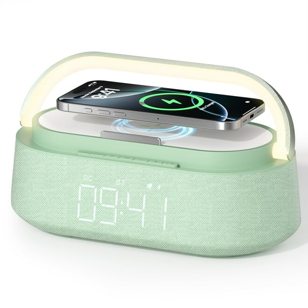 Reloj despertador con altavoz Bluetooth FREEFISH con cargador inalámbrico
