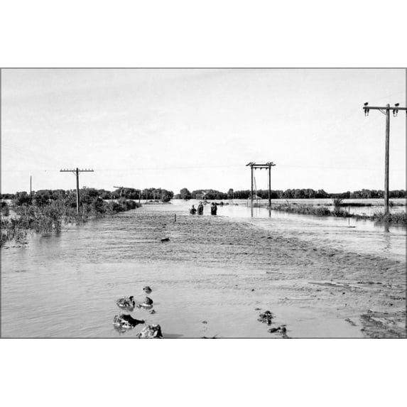 24"x36" Gallery Poster, June 24, 1947 flood of the Republican River on the border of Jewell County, Kansas