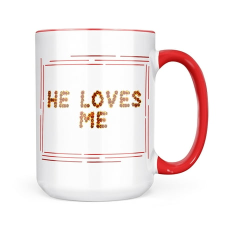 

Neonblond He Loves Me Red and Yellow Flowers Mug gift for Coffee Tea lovers