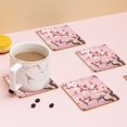 thumbnail image 4 of Coasters for Drinks Bar Beer,Set of 4 ,Square Wooden Housewarming Gift,Cherry Blossom Mural In The Style Of Chinese Art, 4 of 6