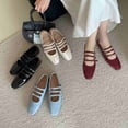 thumbnail image 2 of Zapatos Mary Jane de piel suave con hebilla poco profunda y punta cuadrada para mujer, elegantes, de tacón bajo, 2 of 5