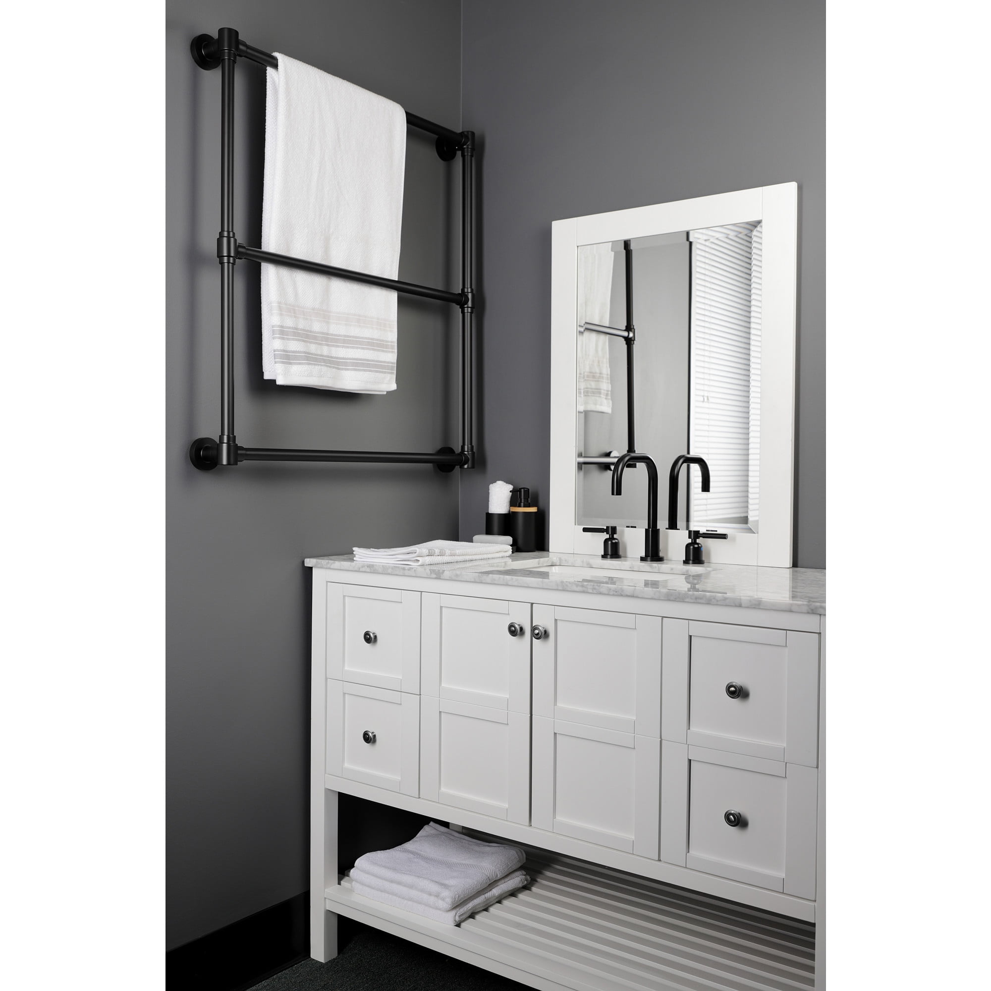 Kingston Brass FSC8930DL Concord Widespread Bathroom Faucet with Brass Pop-Up in Matte Black