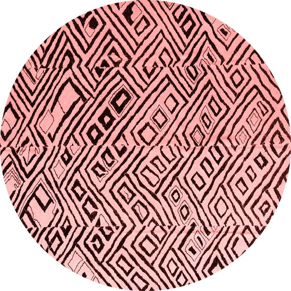 Ahgly Company Indoor Round Solid Red Modern Area Rugs, 5' Round