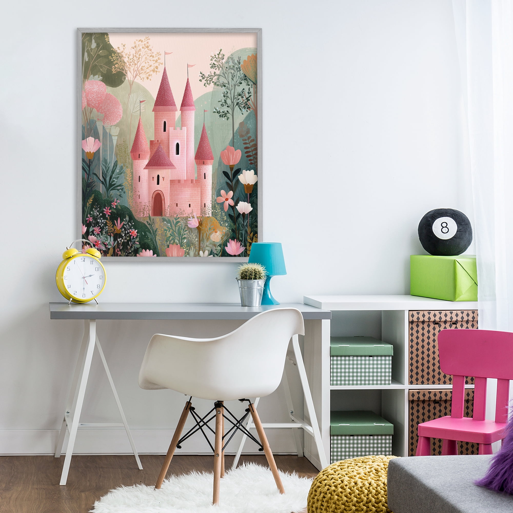 Stupell Industries Castle For A Princess Gray Framed Giclee Art, design by Christine Simpson Art