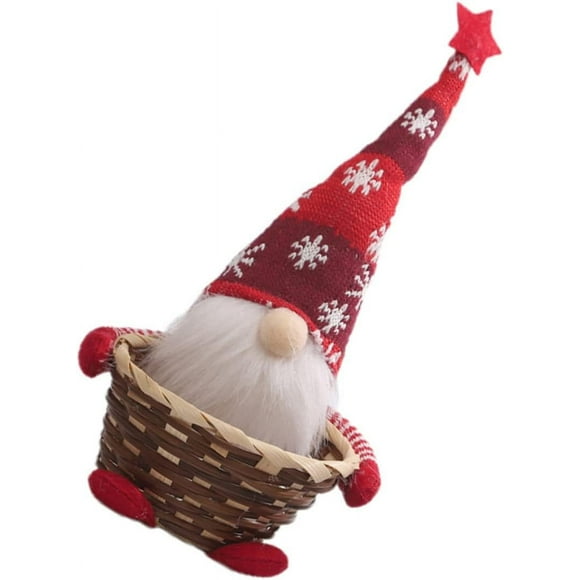 Christmas Candy Basket 1PCS Para Mesa De Holiday Candy Dish Household Storage Basket Scandinavian Elf Doll Xmas Candy Storage Basket Woven Basket Christmas Decor Tray Best Gift for Friends Kids Adul